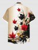 Plus Size Maple Leaf Ink Painting Splatter Print Ombre Button Pocket Shirt For Men -  