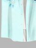 Plus Size Floral Leaf Tie Dye Contrast Colorblock Print Hawaii Button Pocket Shirt For Men -  