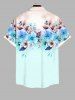 Plus Size Floral Leaf Tie Dye Contrast Colorblock Print Hawaii Button Pocket Shirt For Men -  