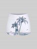 Maillot de Bain Tankini Hawaïen à Bretelles Réglable avec Imprimé Cocotiers et Paysage Marin Grande-Taille - Blanc XS