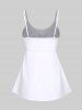 Maillot de Bain Tankini Hawaïen à Bretelles Réglable avec Imprimé Cocotiers et Paysage Marin Grande-Taille - Blanc XS