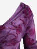 Plus Size Ruched Off The Shoulder Tulip Flower Flocking Glitter Sparkling Star Buckle Velvet Top -  