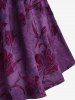Plus Size Ruched Off The Shoulder Tulip Flower Flocking Glitter Sparkling Star Buckle Velvet Top -  