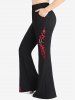 Pantalon Collant Evasé Côtelé Bouclé en Maille Insérée Grande Taille avec Poches - Noir L | US 12