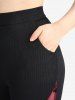 Pantalon Collant Evasé Côtelé Bouclé en Maille Insérée Grande Taille avec Poches - Noir L | US 12
