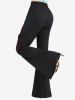 Pantalon Collant Evasé Côtelé Bouclé en Maille Insérée Grande Taille avec Poches - Noir L | US 12