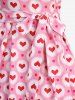 Plus Size Polka Dot Heart Circle Print Tie Shoulder Bowknot Cami Vintage Dress With Belt -  