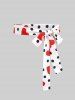Plus Size Polka Dots Heart Print Pleated Tie Bowknot Vintage Dress With Belt -  
