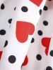 Plus Size Polka Dots Heart Print Pleated Tie Bowknot Vintage Dress With Belt -  