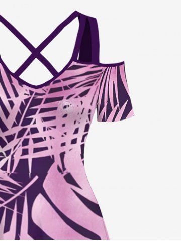 Tropical Leaf Ombre Print Plus Size Matching Hawaii Beach Outfit For Couples