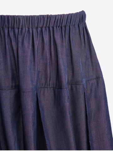 Plus Size Lettuce Panel Imitation Denim Skirt