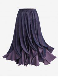 Plus Size Lettuce Panel Imitation Denim Skirt -  