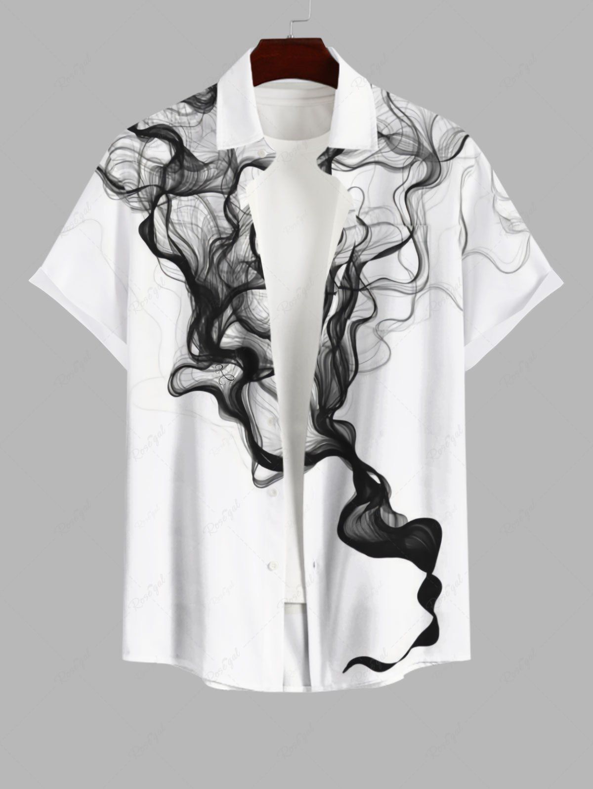 Buy Plus Size Ink Painting Watercolor Print Button Pocket Shirt For Men  