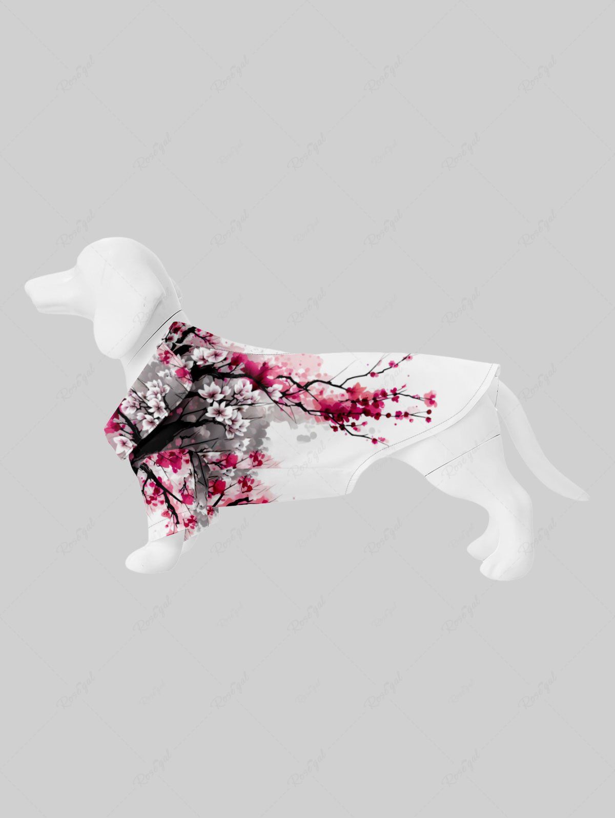 Hot Pet's Oriental Ink Plum Bossom Flower Print Shirt  