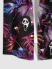 Plus Size Tropical Leaf Ghost Print Buttons Pocket Hawaii Shirt For Men -  