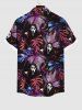 Plus Size Tropical Leaf Ghost Print Buttons Pocket Hawaii Shirt For Men -  