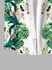 Plus Size Tropical Coconut Leaves Floral Print Hawaii Button Pocket Shirt For Men -  