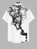 Plus Size Ink Painting Watercolor Print Button Pocket Shirt For Men -  