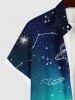 Plus Size Planet Moon Ombre Galaxy Print Hawaii Button Pocket Shirt For Men -  