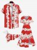 Plus Size Tropical Flowers Wreath Print Hawaii Split Midi Dress -  