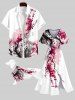 Pet's Oriental Ink Plum Bossom Flower Print Shirt -  