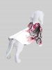 Pet's Oriental Ink Plum Bossom Flower Print Shirt -  