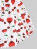 Plus Size Polka Dot Heart Print Tie Shoulder Bowknot Cami Vintage Dress With Belt -  