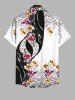 Plus Size Flowers Leaf Colorblock Leopard Print Buttons Pocket Hawaii Shirt For Men - Multi-A M