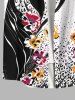 Plus Size Flowers Leaf Colorblock Leopard Print Buttons Pocket Hawaii Shirt For Men - Multi-A M