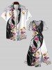 Plus Size Flowers Leaf Colorblock Leopard Print Hawaii Split Midi Dress -  