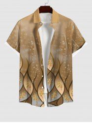 Chemise Fleur Imprimée Ombré à Pois avec Poche de Grande Taille à Paillettes avec Boutons pour Homme - café XL