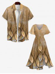 Tenue Grande Taille Ombre à Imprimé Fleurs Brillantes - café 