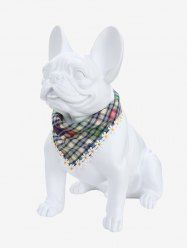 Pet's Floral Trim Watercolor Plaid Print Bandana Bibs -  
