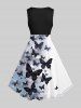 Ombre Ink Painting Butterfly Print Plus Size Matching Set For Couples -  