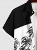 Plus Size Coconut Tree Sea Wind Colorblock Print Buttons Pocket Hawaii Shirt For Men -  