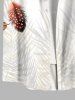 Plus Size Colorful Feather Ombre Tropical Leaves Print Hawaii Button Pocket Shirt For Men -  