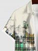 Plus Size Tie Dye Ombre Watercolor Plaid Print Button Pocket Shirt For Men -  