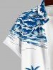 Plus Size Coconut Tree Sea Waves Print Hawaii Button Pocket Shirt For Men -  