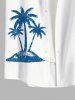 Plus Size Coconut Tree Sea Waves Print Hawaii Button Pocket Shirt For Men -  