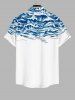 Plus Size Coconut Tree Sea Waves Print Hawaii Button Pocket Shirt For Men -  
