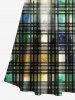 Plus Size Cold Shoulder Tie Dye Ombre Watercolor Plaid Print Crisscross A Line Maxi Dress -  