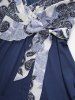 Plus Size Rose Flower Gilding Print Surplice Tied 2 in 1 Top -  