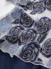 Plus Size Rose Flower Gilding Print Surplice Tied 2 in 1 Top -  