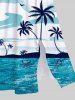 Plus Size Seascape Coconut Tree Seagull Cloud Tropical Print Hawaii Split Midi Dress -  