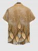Chemise Fleur Imprimée Ombré à Pois avec Poche de Grande Taille à Paillettes avec Boutons pour Homme - café XL