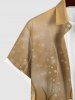 Chemise Fleur Imprimée Ombré à Pois avec Poche de Grande Taille à Paillettes avec Boutons pour Homme - café XL