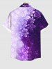 Chemise Décontractée Boutonnée Fleur Imprimée en Blocs de Couleurs avec Poche de Grande Taille pour Homme - Pourpre  XL