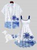 Pet's Tropical Sea Coconut Tree Seagull Cloud Print Shirt -  
