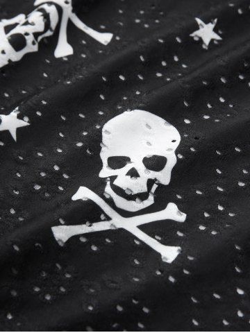 Skulls Star Print Surplice Ruched Eyelash Lace Trim Tank Top and Studded Pants Dog and Owner Matching Outfits