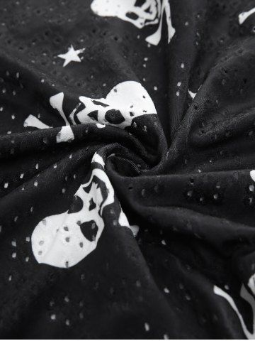 Skulls Star Print Surplice Ruched Eyelash Lace Trim Tank Top and Studded Pants Dog and Owner Matching Outfits